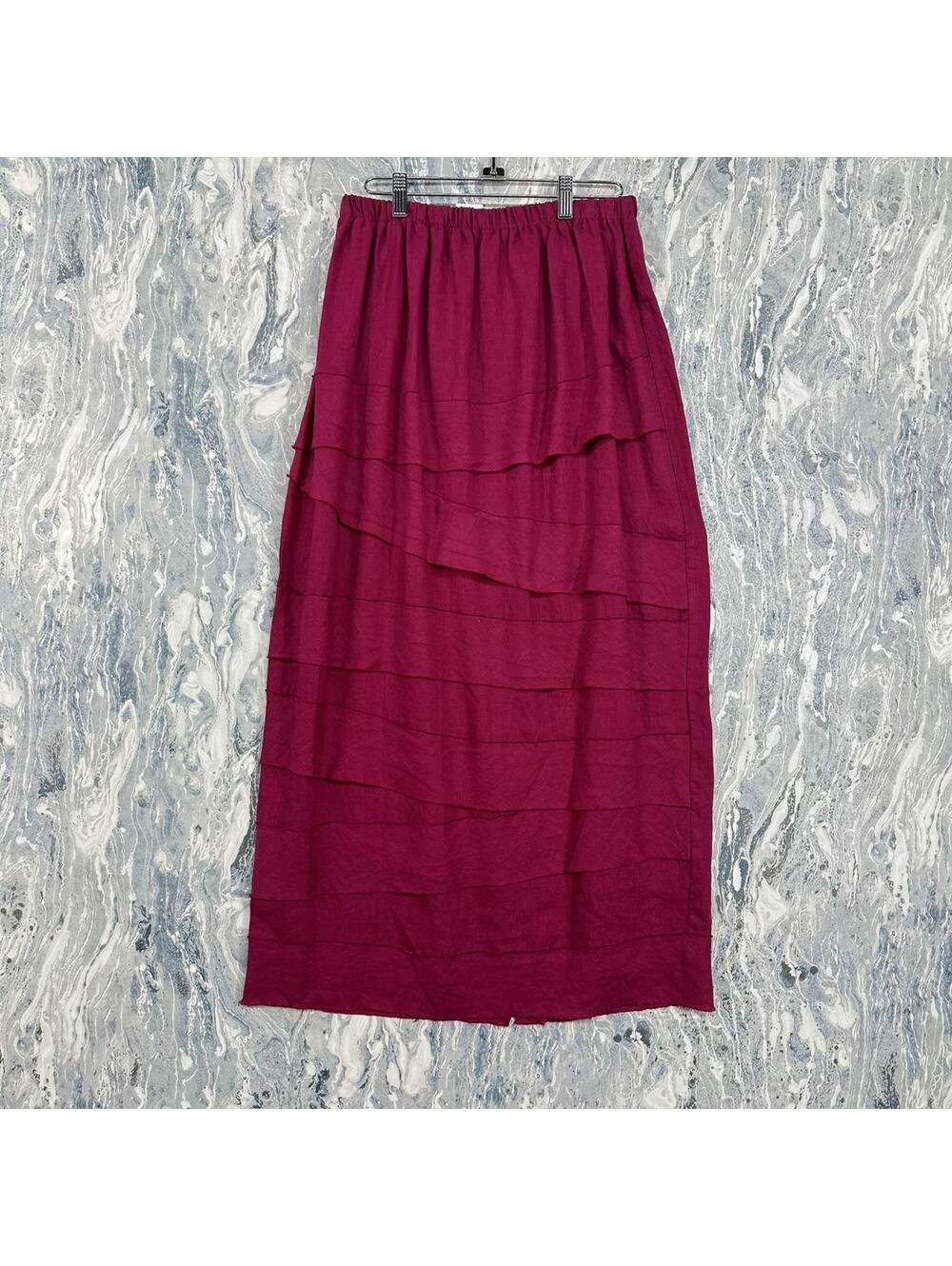 Boho Pink Floral Tiered Maxi Skirt (M)